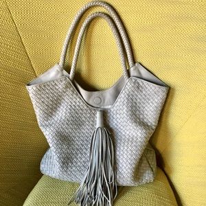 Sam Edelman leather shoulder bag pastel grey/blue